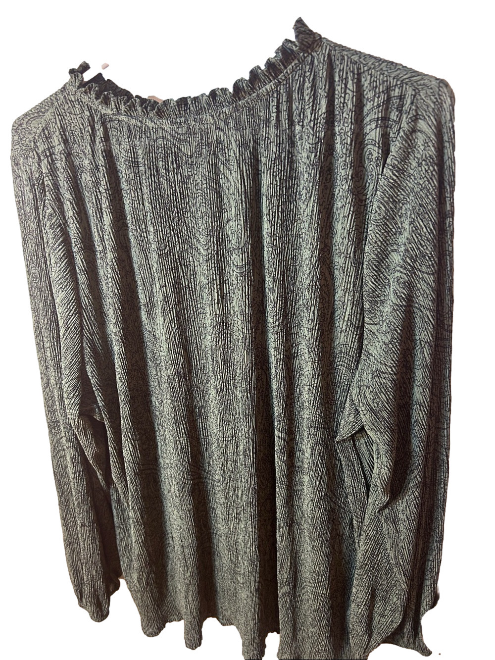 Pennington’s Boho Green Paisley Crepe Long Sleeve Peasant Top size 1x - Picture 5 of 5